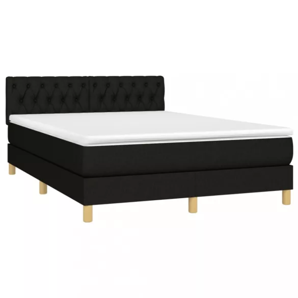fekete szövet rugós és LED-es ágy matraccal 140x190 cm