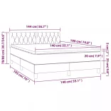 fekete szövet rugós és LED-es ágy matraccal 140x190 cm