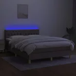 tópszínű szövet rugós és LED-es ágy matraccal 140x190cm