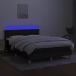 fekete szövet rugós és LED-es ágy matraccal 140x200 cm