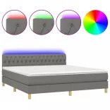 sötétszürke szövet rugós és LED-es ágy matraccal 160x200 cm