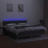 sötétszürke szövet rugós és LED-es ágy matraccal 160x200 cm