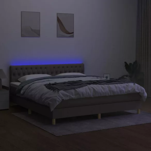 tópszínű szövet rugós és LED-es ágy matraccal 180 x 200 cm