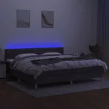 sötétszürke szövet rugós és LED-es ágy matraccal 200x200 cm