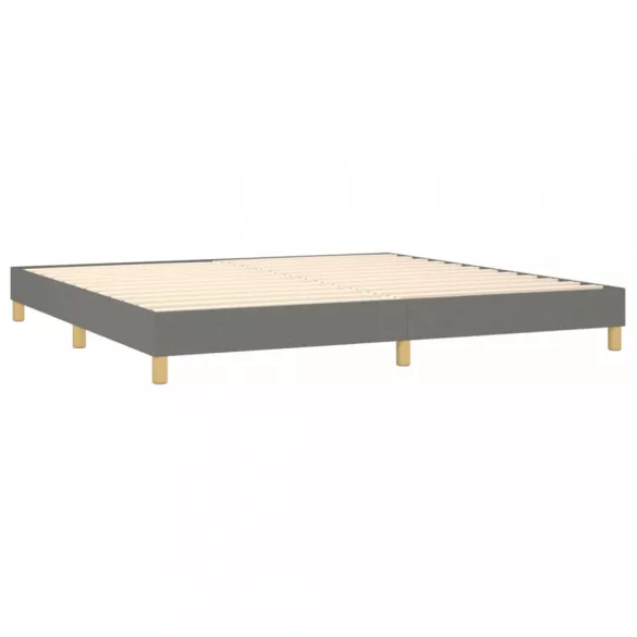 sötétszürke szövet rugós és LED-es ágy matraccal 200x200 cm