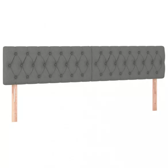 sötétszürke szövet rugós és LED-es ágy matraccal 200x200 cm