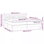 sötétszürke szövet rugós és LED-es ágy matraccal 200x200 cm