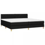 fekete szövet rugós és LED-es ágy matraccal 200x200 cm