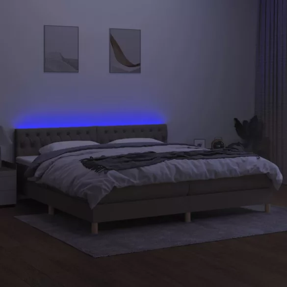 tópszínű szövet rugós és LED-es ágy matraccal 200 x 200 cm