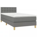 sötétszürke szövet rugós és LED-es ágy matraccal 90x190 cm