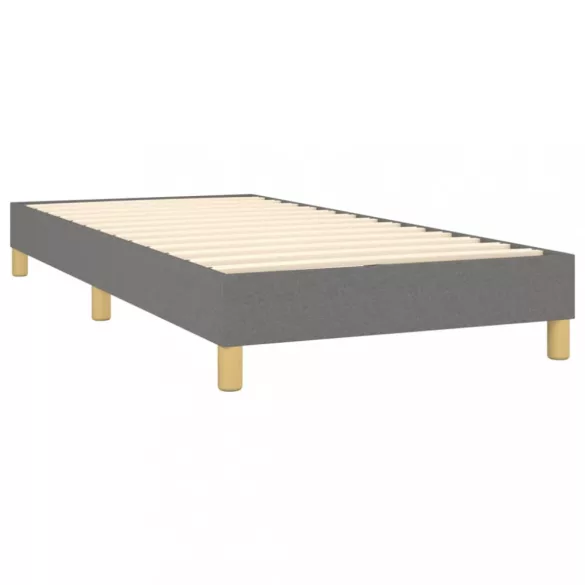 sötétszürke szövet rugós és LED-es ágy matraccal 90x200 cm