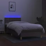 tópszínű szövet rugós és LED-es ágy matraccal 90x200 cm