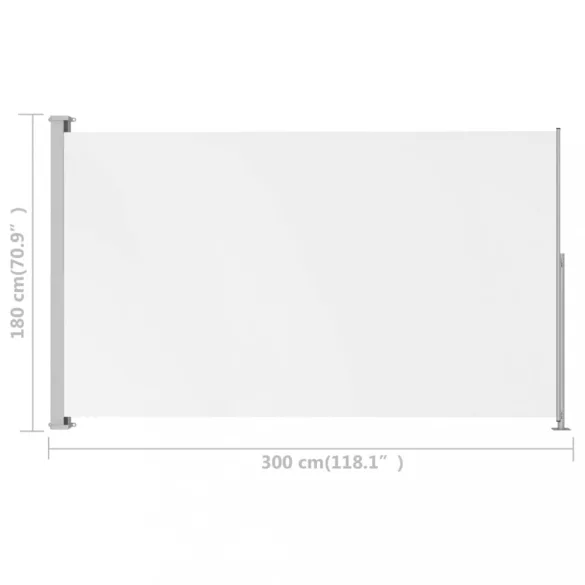 krémszínű behúzható oldalsó terasznapellenző 180 x 300 cm