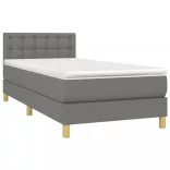 sötétszürke szövet rugós és LED-es ágy matraccal 100x200 cm