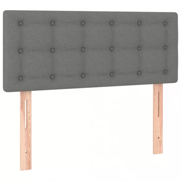 sötétszürke szövet rugós és LED-es ágy matraccal 100x200 cm