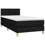 fekete szövet rugós és LED-es ágy matraccal 100x200 cm