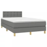 sötétszürke szövet rugós és LED-es ágy matraccal 120 x 200 cm