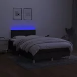 fekete szövet rugós és LED-es ágy matraccal 120 x 200 cm