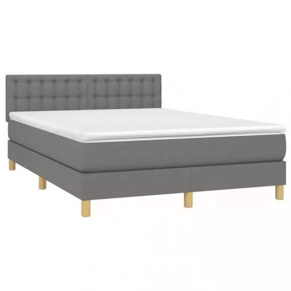 sötétszürke szövet rugós és LED-es ágy matraccal 140x190 cm