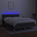 sötétszürke szövet rugós és LED-es ágy matraccal 140x190 cm
