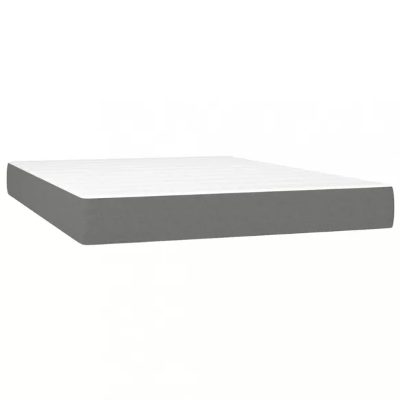 sötétszürke szövet rugós és LED-es ágy matraccal 140x190 cm