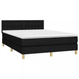 fekete szövet rugós és LED-es ágy matraccal 140x190 cm