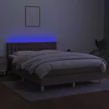 tópszínű szövet rugós és LED-es ágy matraccal 140x190cm