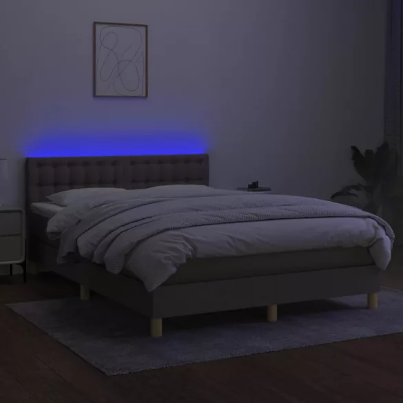 tópszínű szövet rugós és LED-es ágy matraccal 140x190cm