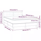 sötétszürke szövet rugós és LED-es ágy matraccal 140x200 cm