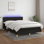 fekete szövet rugós és LED-es ágy matraccal 140x200 cm
