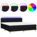 fekete szövet rugós és LED-es ágy matraccal 160x200 cm