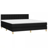 fekete szövet rugós és LED-es ágy matraccal 160x200 cm