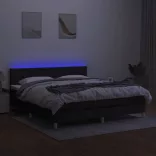 fekete szövet rugós és LED-es ágy matraccal 160x200 cm