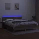 tópszínű szövet rugós és LED-es ágy matraccal 160x200 cm