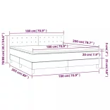 sötétszürke szövet rugós és LED-es ágy matraccal 180 x 200 cm