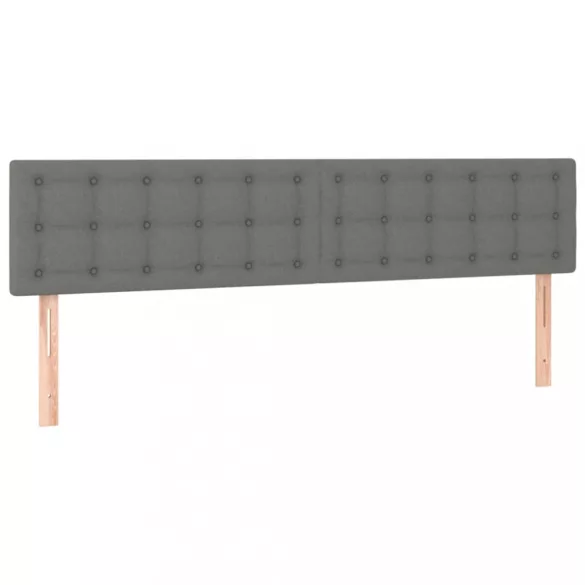 sötétszürke szövet rugós és LED-es ágy matraccal 200x200 cm