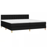 fekete szövet rugós és LED-es ágy matraccal 200x200 cm
