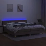 tópszínű szövet rugós és LED-es ágy matraccal 200 x 200 cm