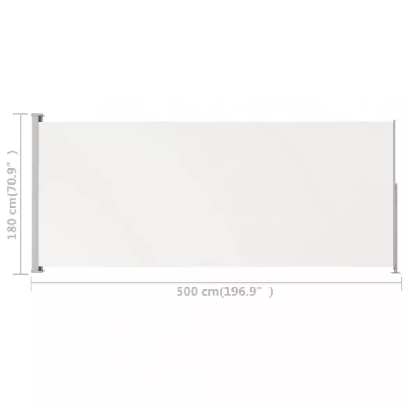 krémszínű behúzható oldalsó terasznapellenző 180 x 500 cm