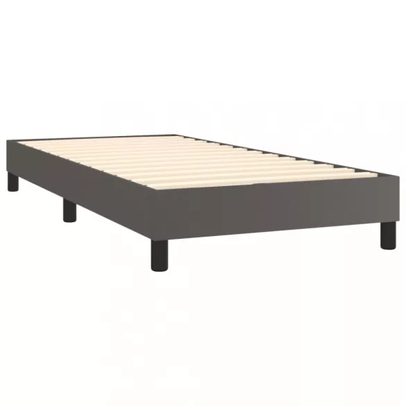 szürke műbőr rugós ágy matraccal és LED-del 80 x 200 cm