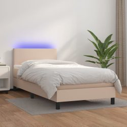   cappuccino színű műbőr rugós ágy matraccal és LED-del 80x200 cm