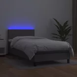 szürke műbőr rugós ágy matraccal és LED-del 100x200 cm