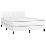 fehér műbőr rugós ágy matraccal és LED-del 140x190 cm