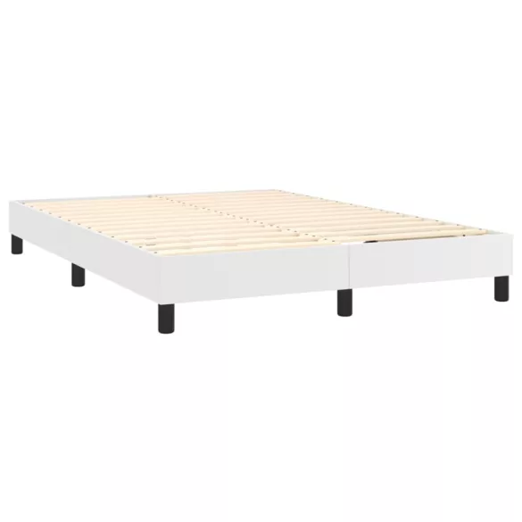 fehér műbőr rugós ágy matraccal és LED-del 140x190 cm