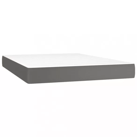 szürke műbőr rugós ágy matraccal és LED-del 140x190 cm