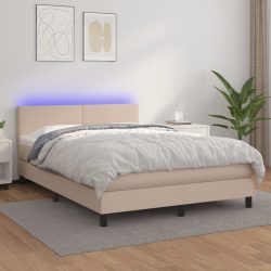   cappuccino színű műbőr rugós ágy matraccal és LED-del 140x190cm