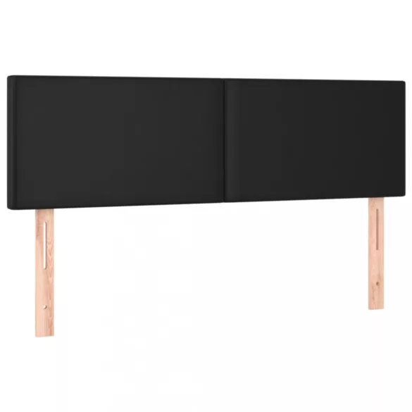 fekete műbőr rugós ágy matraccal és LED-del 140x200 cm