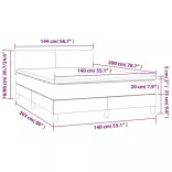 fekete műbőr rugós ágy matraccal és LED-del 140x200 cm