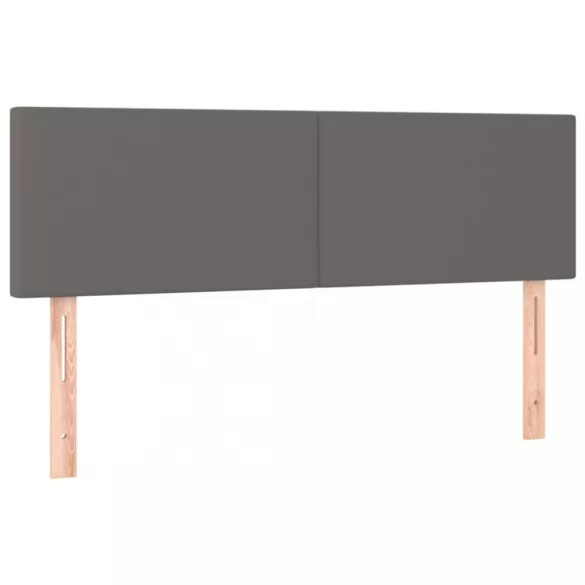 szürke műbőr rugós ágy matraccal és LED-del 140x200 cm