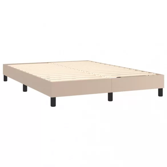 cappuccino színű műbőr rugós ágy matraccal és LED-del 140x200cm